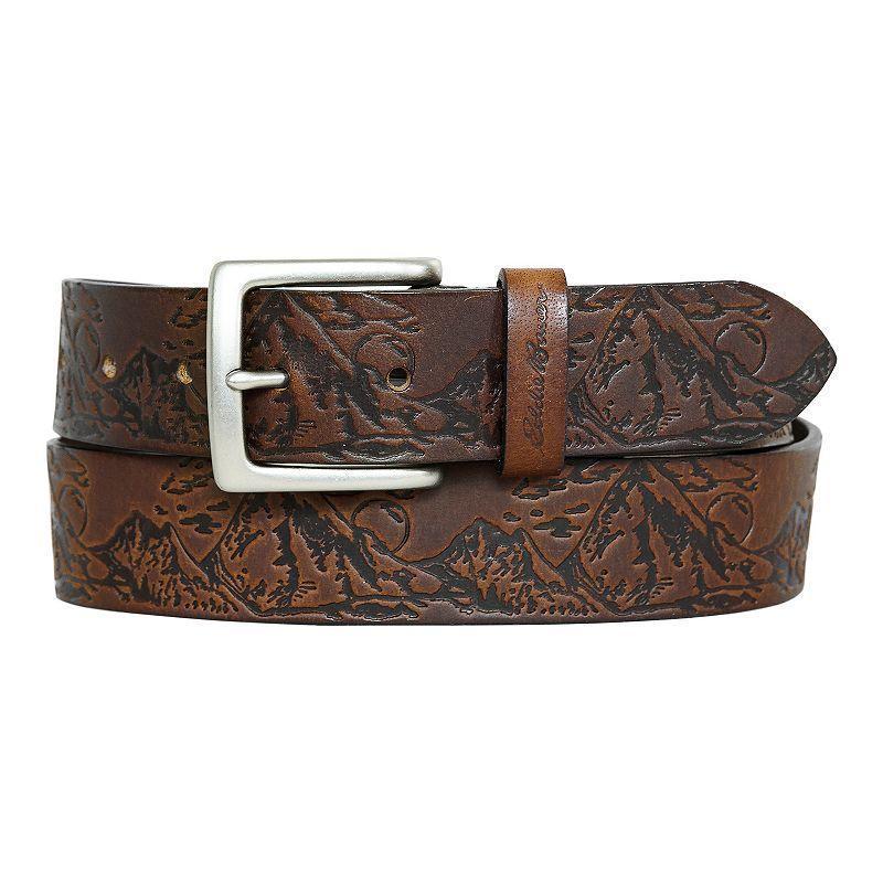 Men's Eddie Bauer 1.45-in. Debossed Live Your Adventure Belt, Size: XL, Brown Product Image