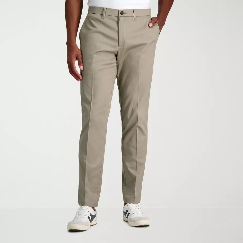 Men's Haggar® Wrinkle Free Performance Khaki Slim Fit Flat Front Pants, Size: 32X29, Medium Green Product Image