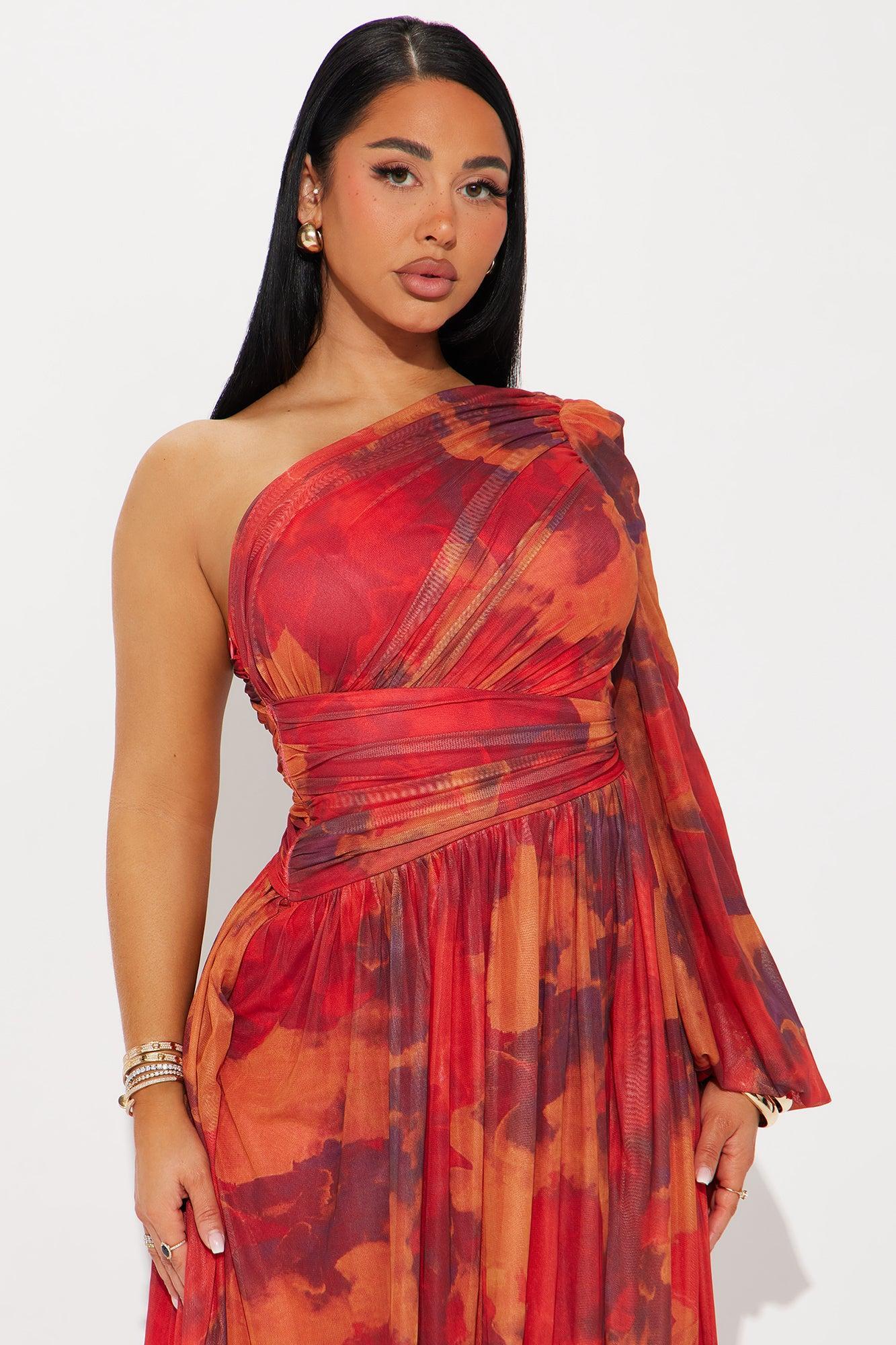 Meghan Mesh Maxi Dress - Orange/combo Product Image