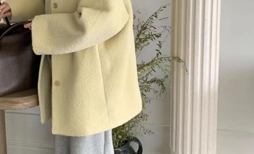 Lapel Collar Plain Single Breasted Coat Product Image