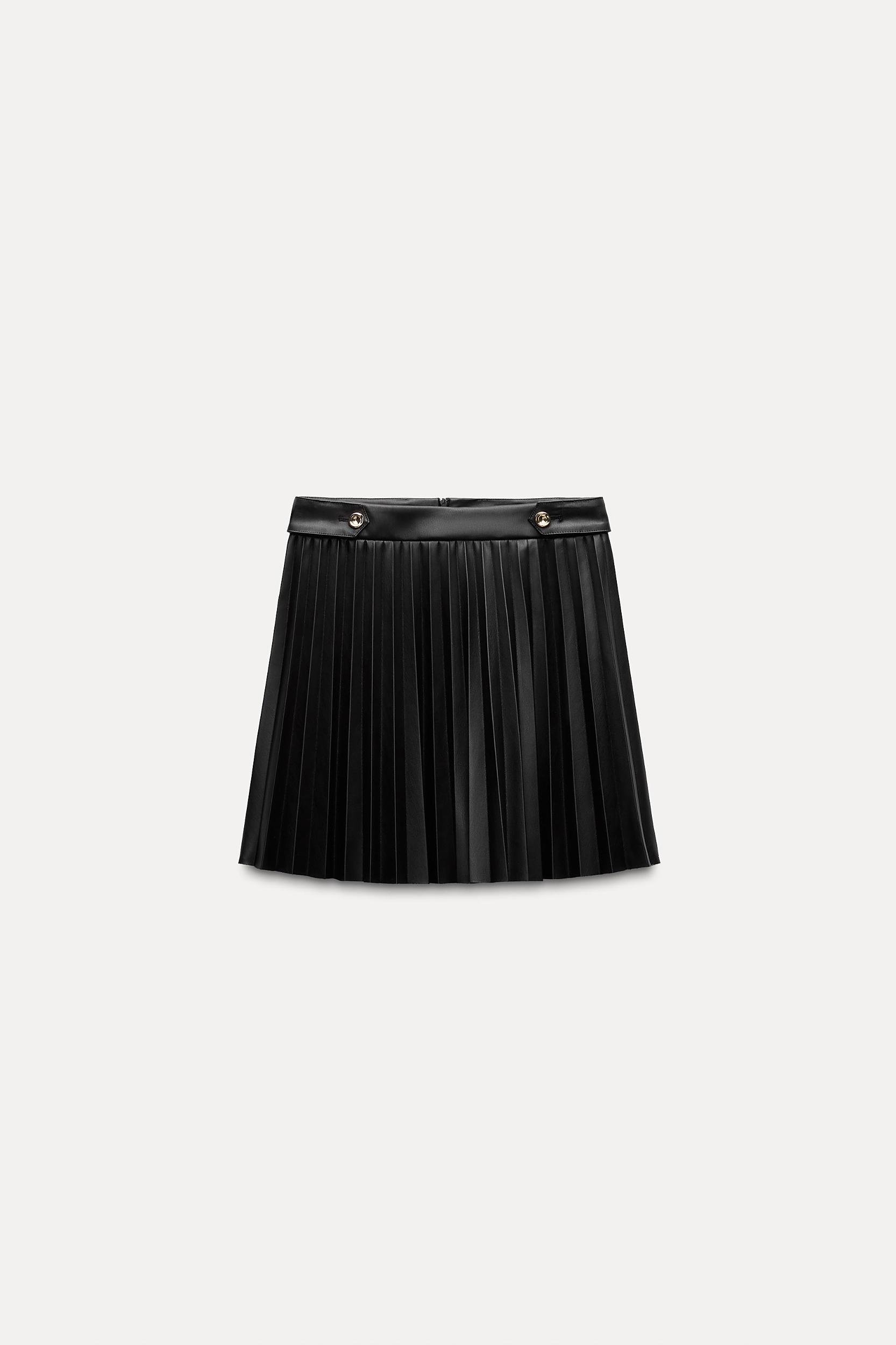 FAUX LEATHER BOX PLEAT SHORT SKIRT Product Image