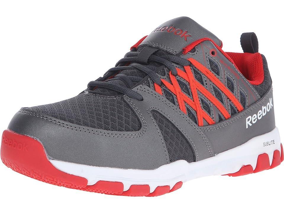 Reebok Work Sublite Work Men's Steel-Toe Shoes, Size: 8 Wide, Gray Red Product Image