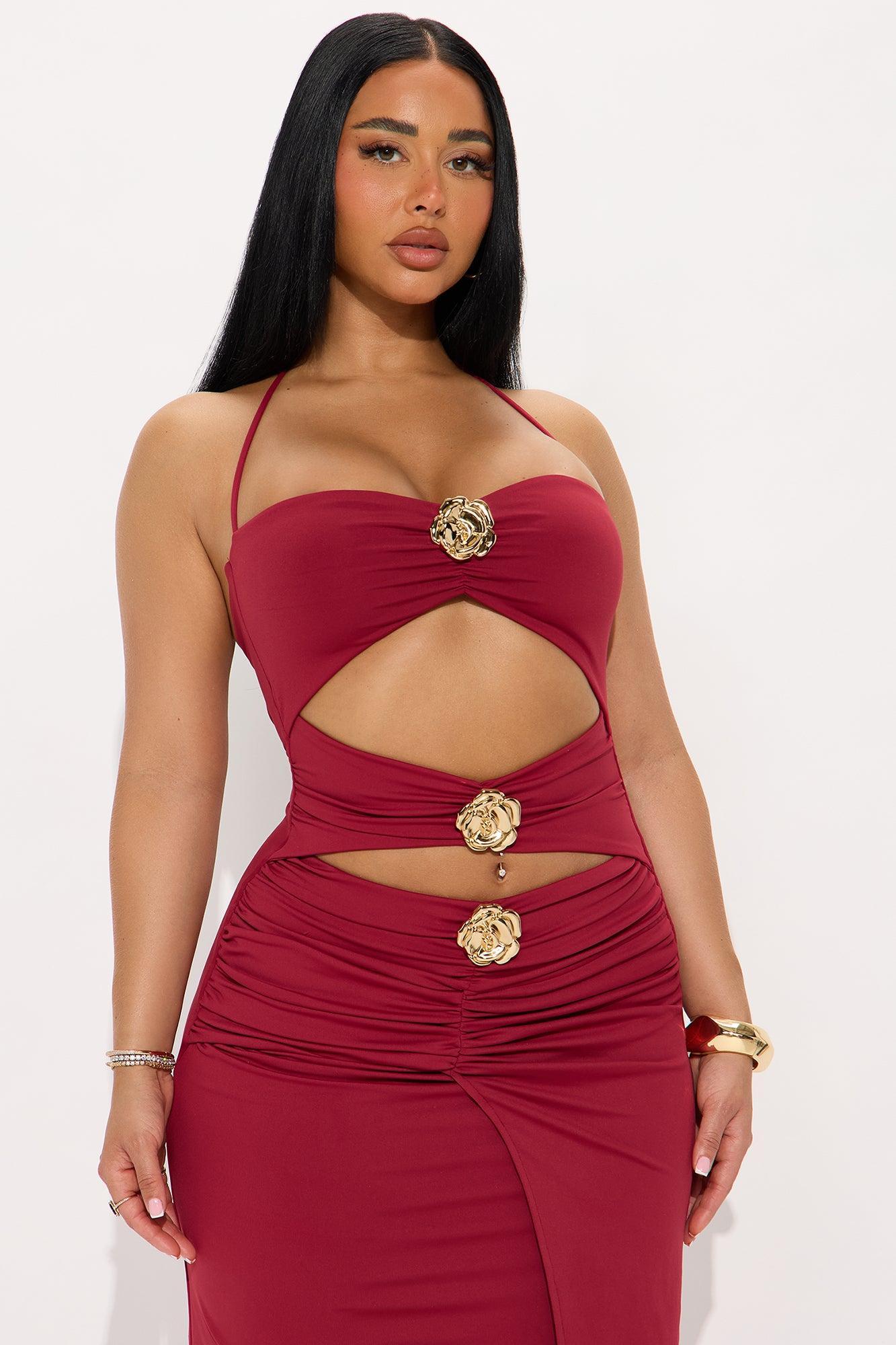 Ellen Cut Out Maxi Dress - Wine Female Product Image