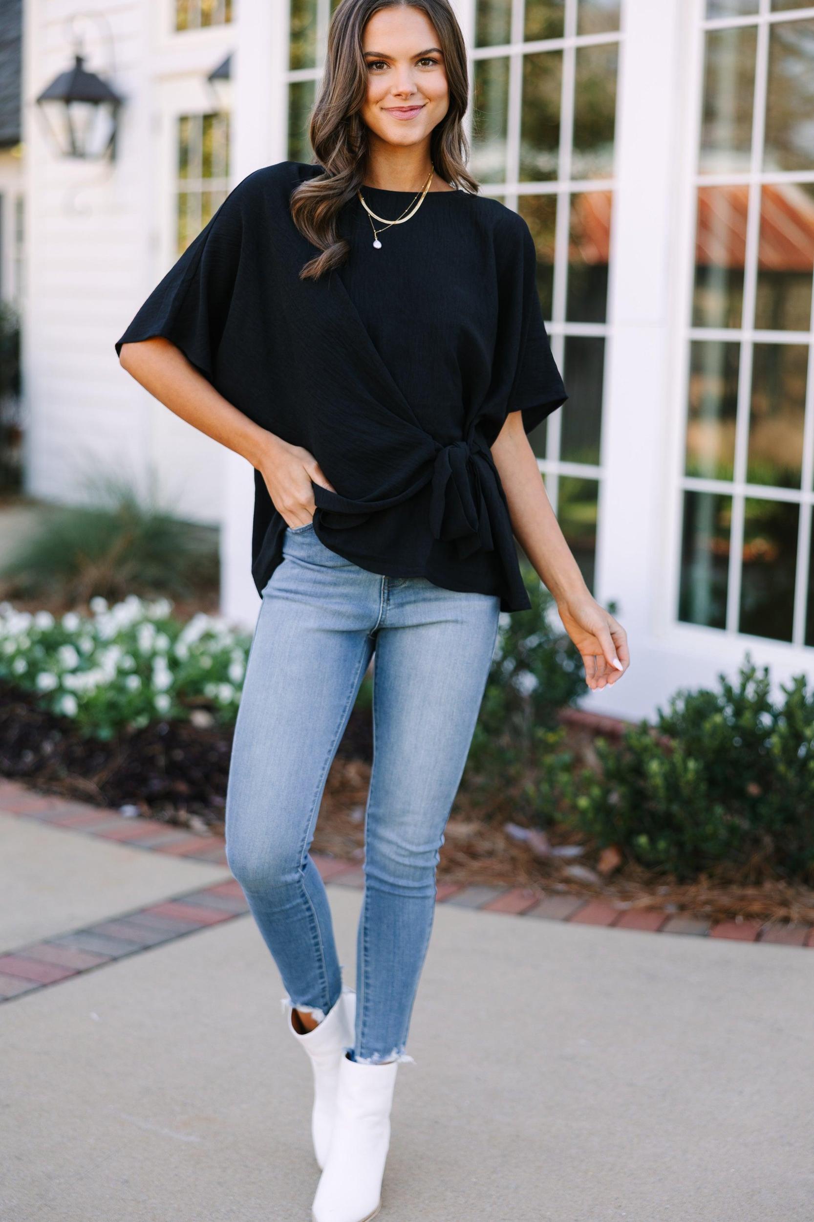Happy Thoughts Black Tied Blouse Female Product Image