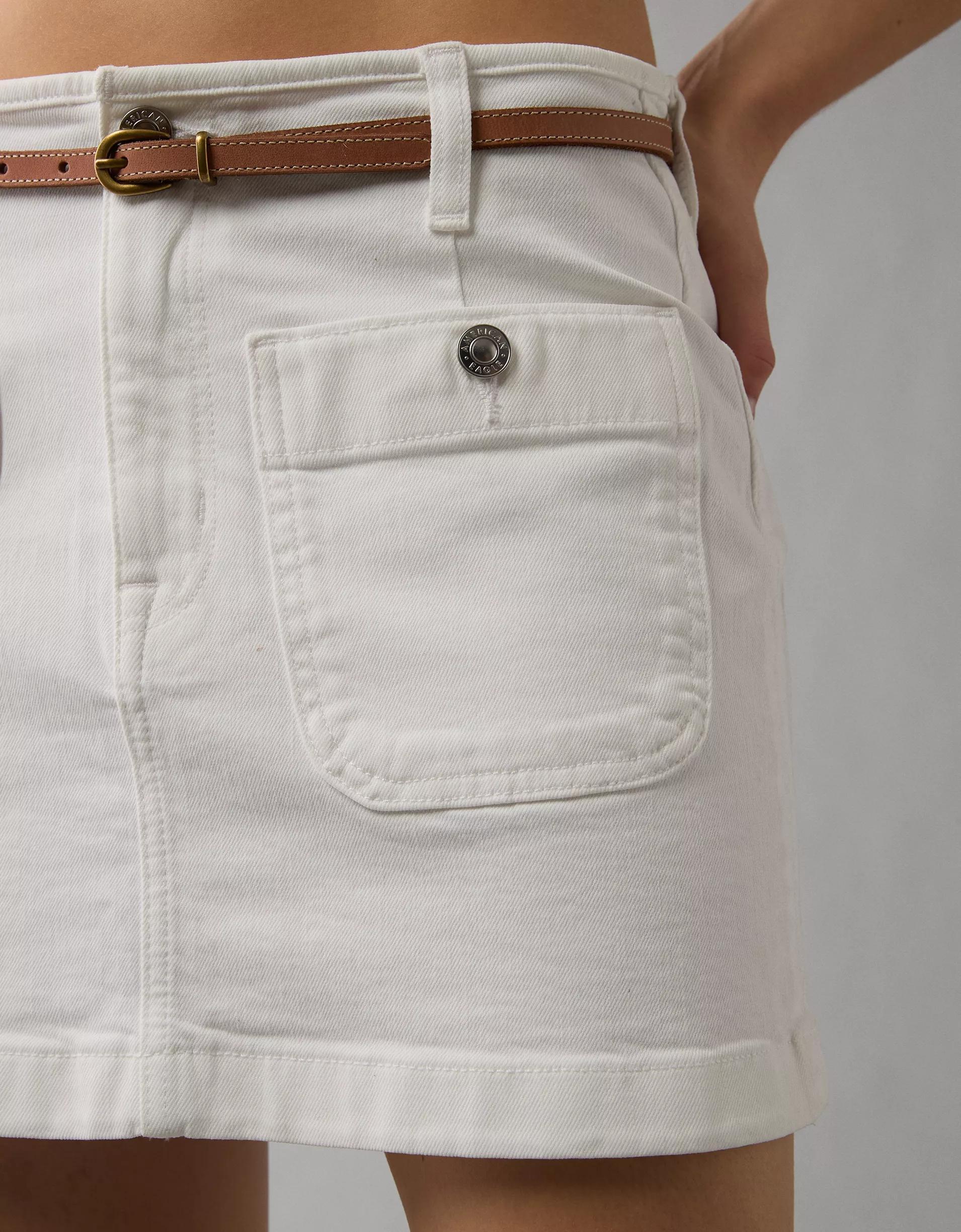 AE Stretch Low-Rise A-Line Denim Mini Skirt Product Image