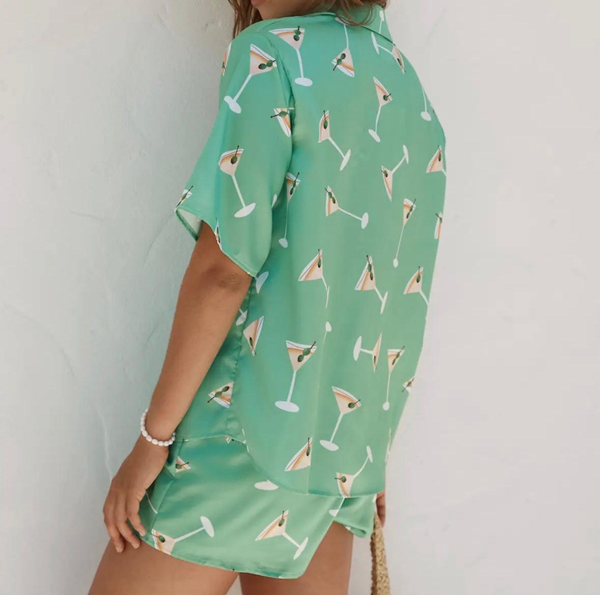 Martini Print Pajama Set Product Image