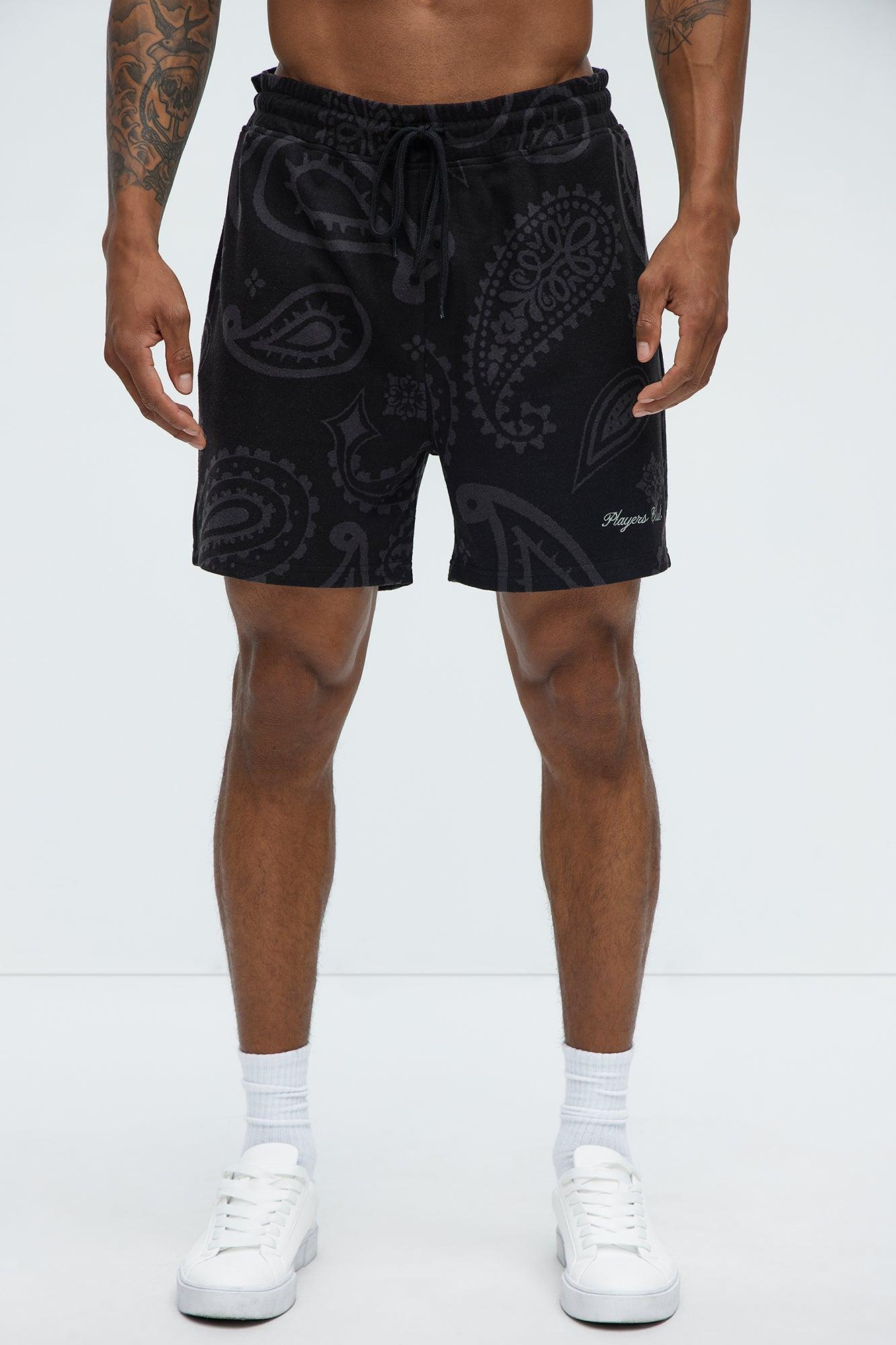 Heritage Paisley Relaxed Shorts - Black Product Image
