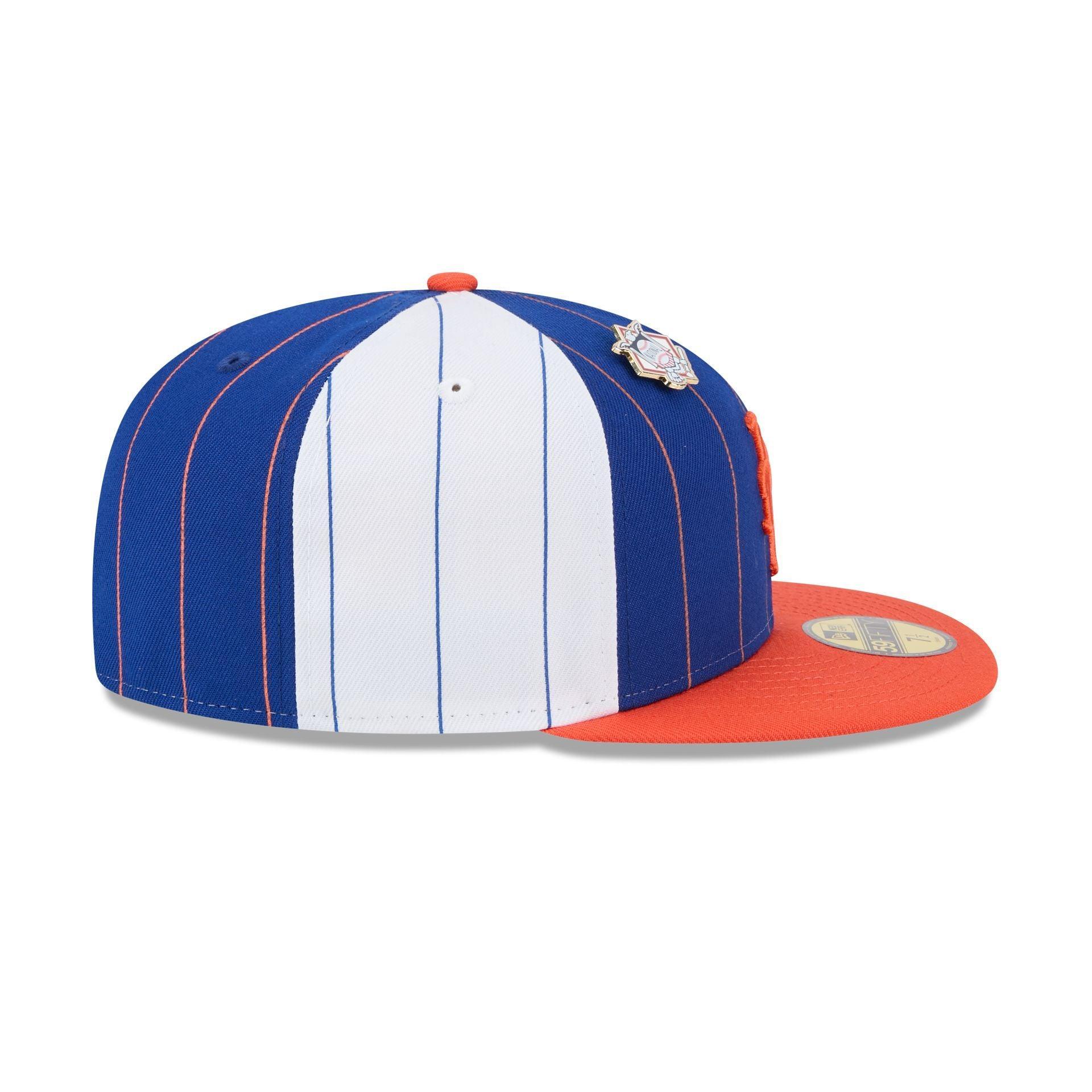 New York Mets Pinstripe League Pin 59FIFTY Fitted Hat Male Product Image