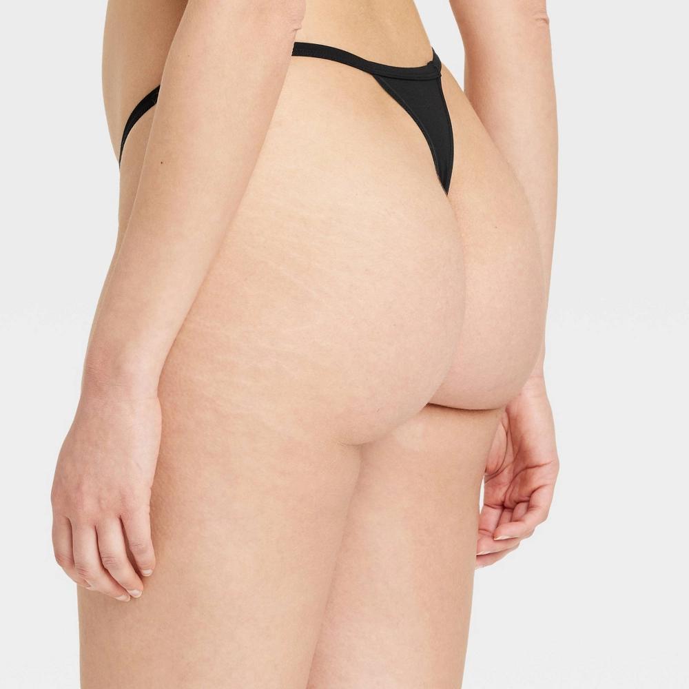 Womens Cotton Blend String Thong Underwear - Auden Black M Product Image
