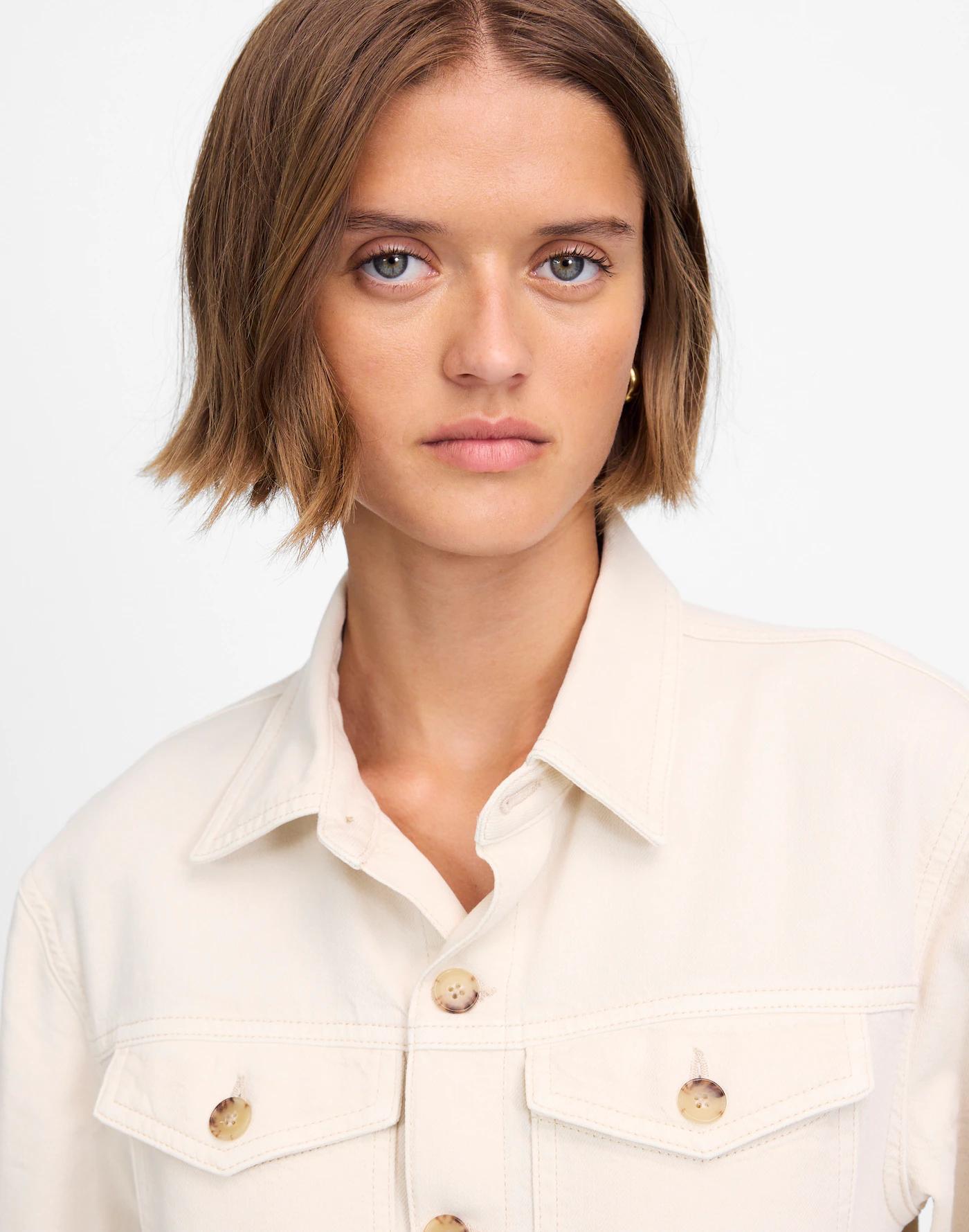 Denim Pleated Barrel-Leg Jumpsuit in Vintage Canvas Product Image