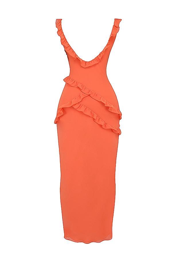 Pixie  flame orange ruffle maxi dress - sale Product Image