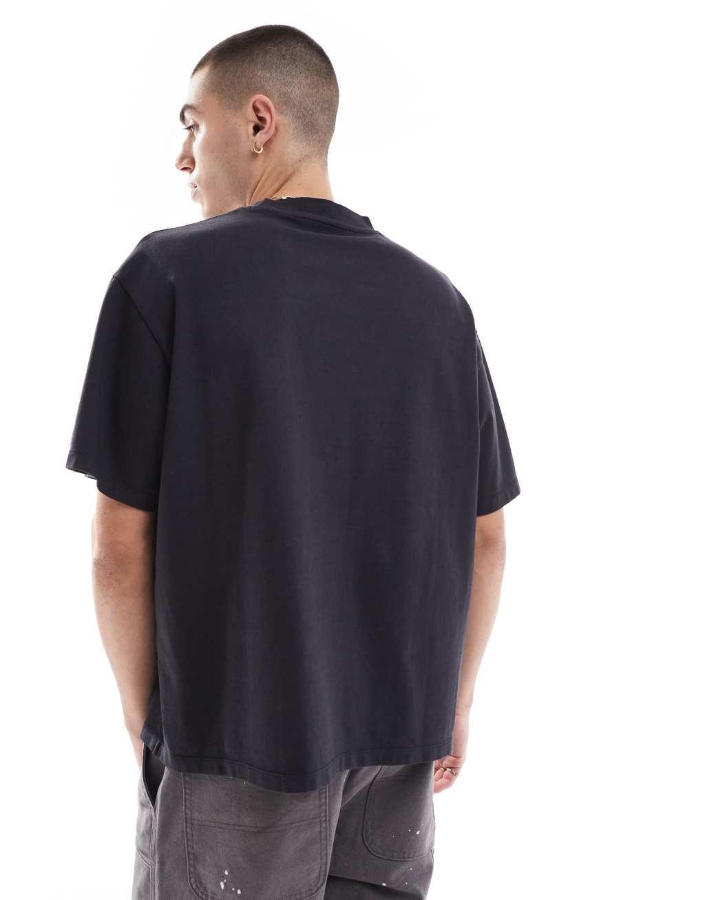 Jack & Jones oversized cropped T-shirt with Project Core print in washed black Product Image