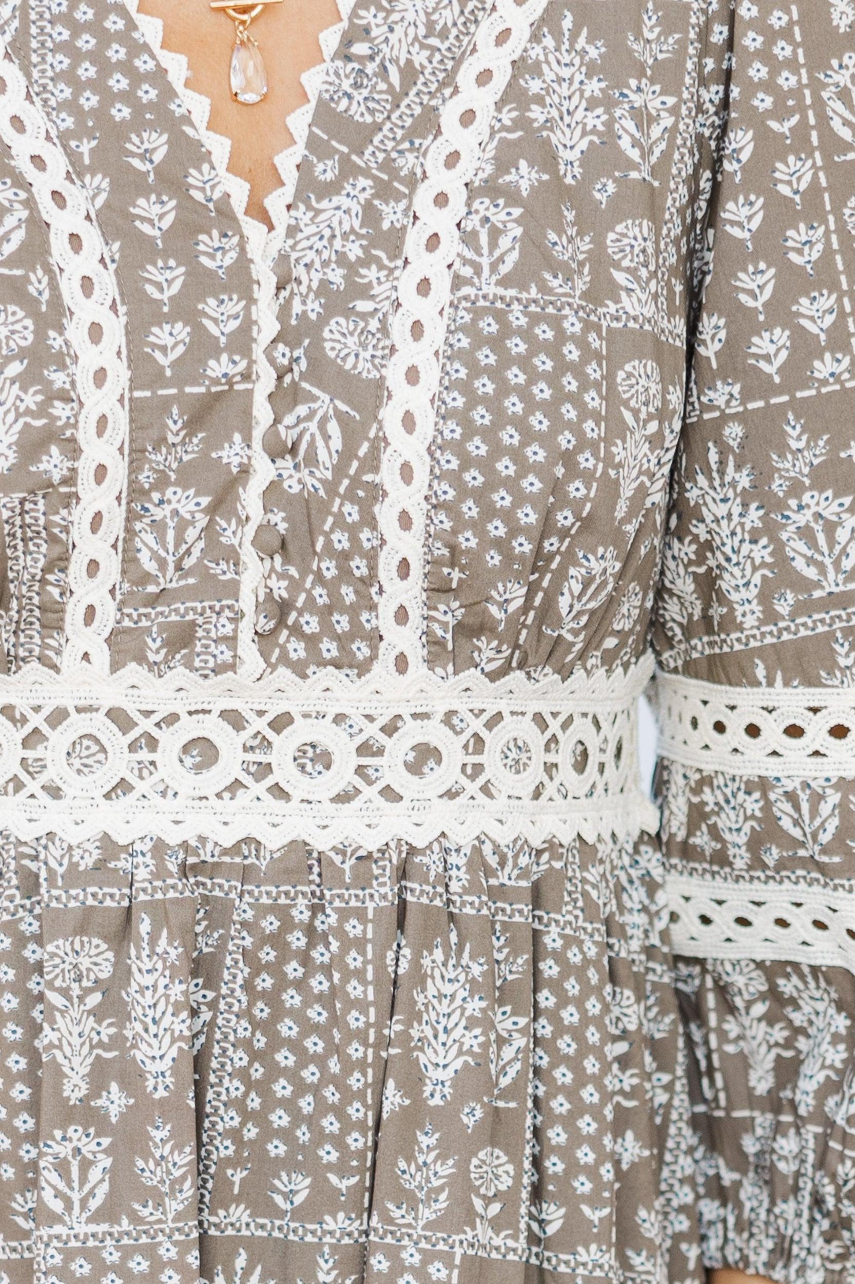 More To It Mocha Brown Floral Midi Dress Female Product Image