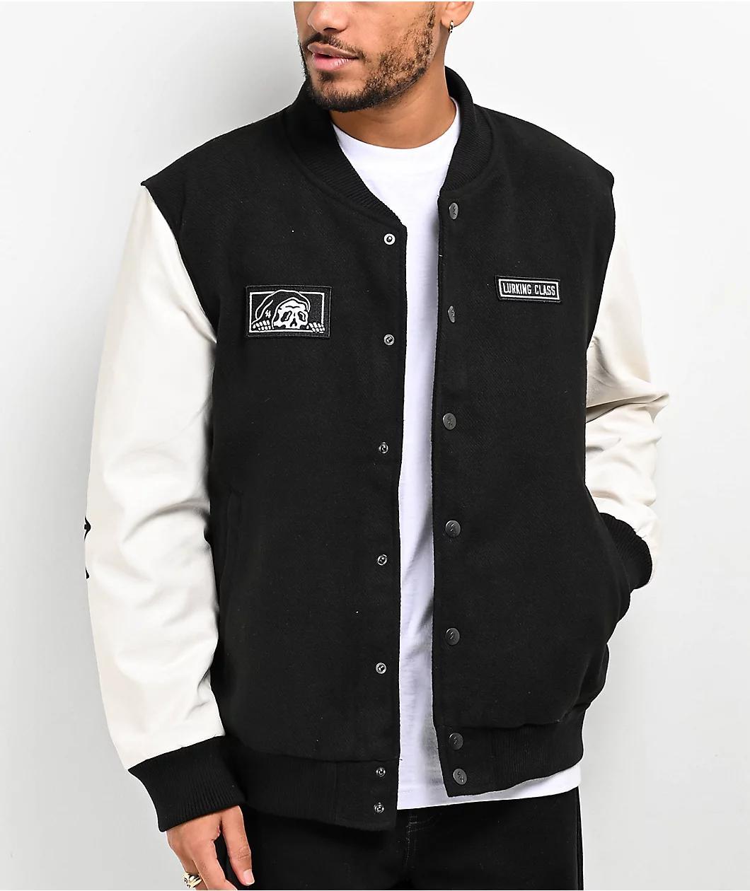Lurking Class by Sketchy Tank Box Logo Black Varsity Jacket Product Image