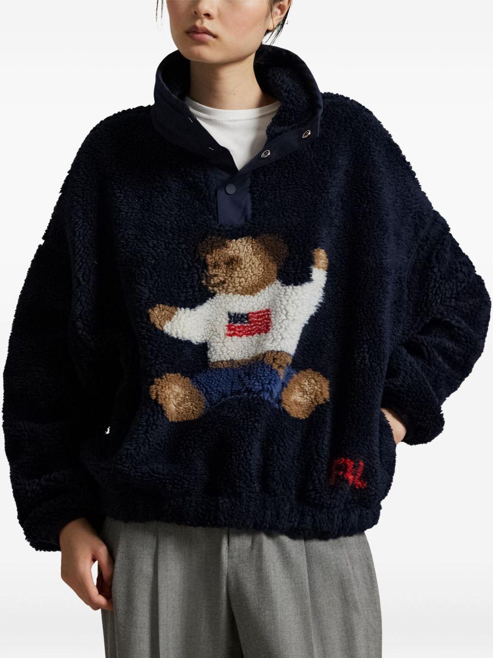 Polo Bear fleece-texture polo sweatshirt Product Image