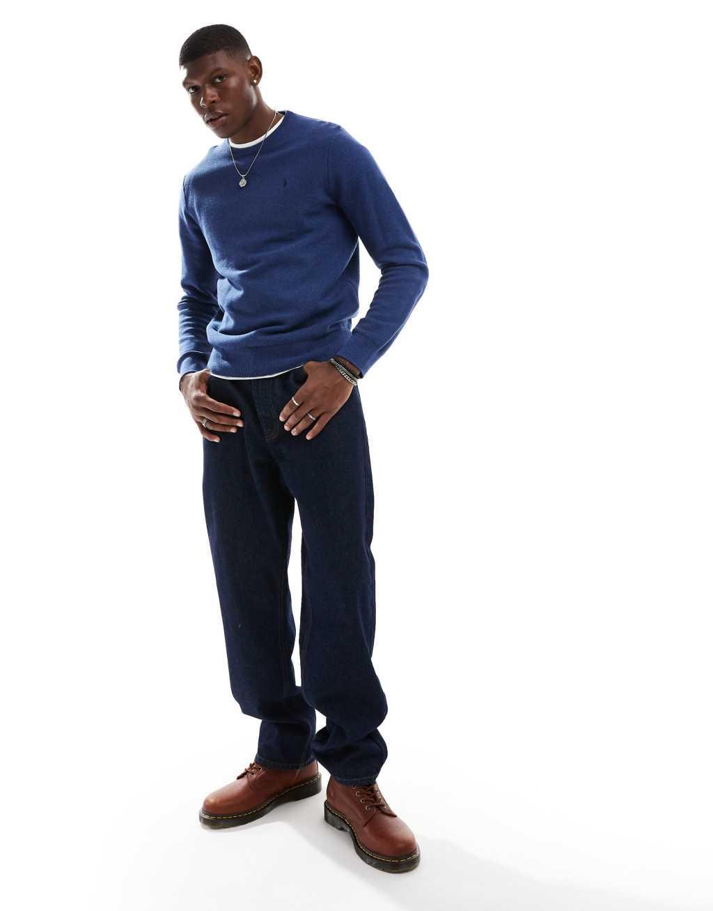 Polo Ralph Lauren icon logo cotton knit sweater in navy heather Product Image