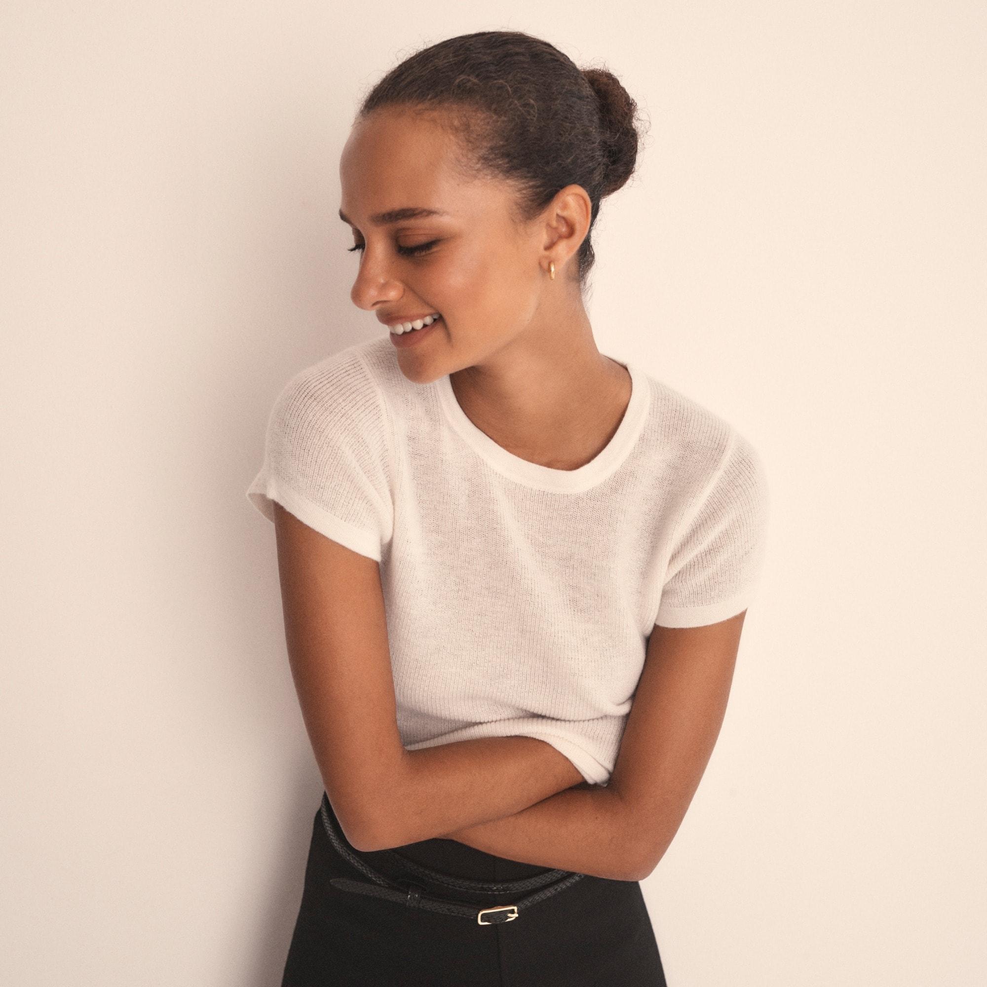 Ribbed featherweight cashmere T-shirt Product Image