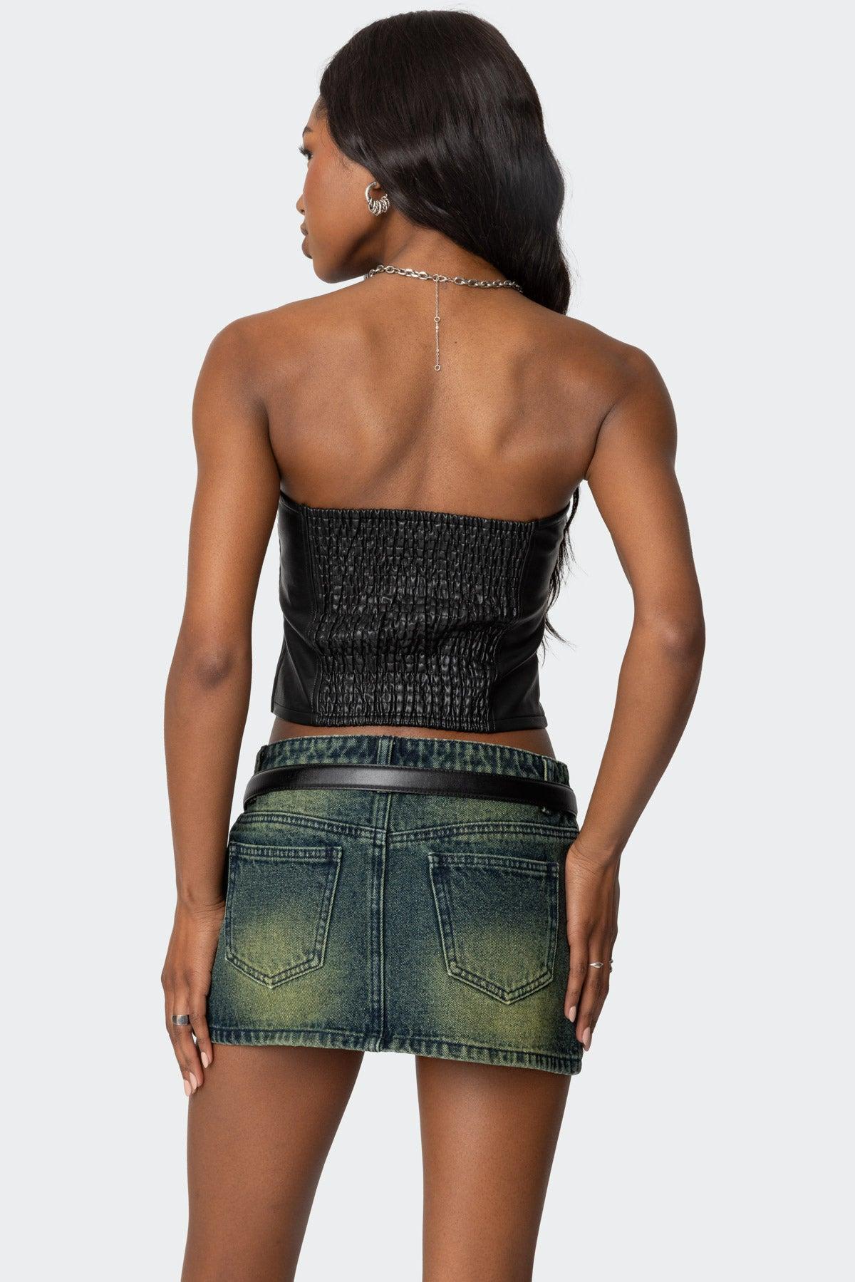 Riviere Washed Denim Mini Skirt Product Image