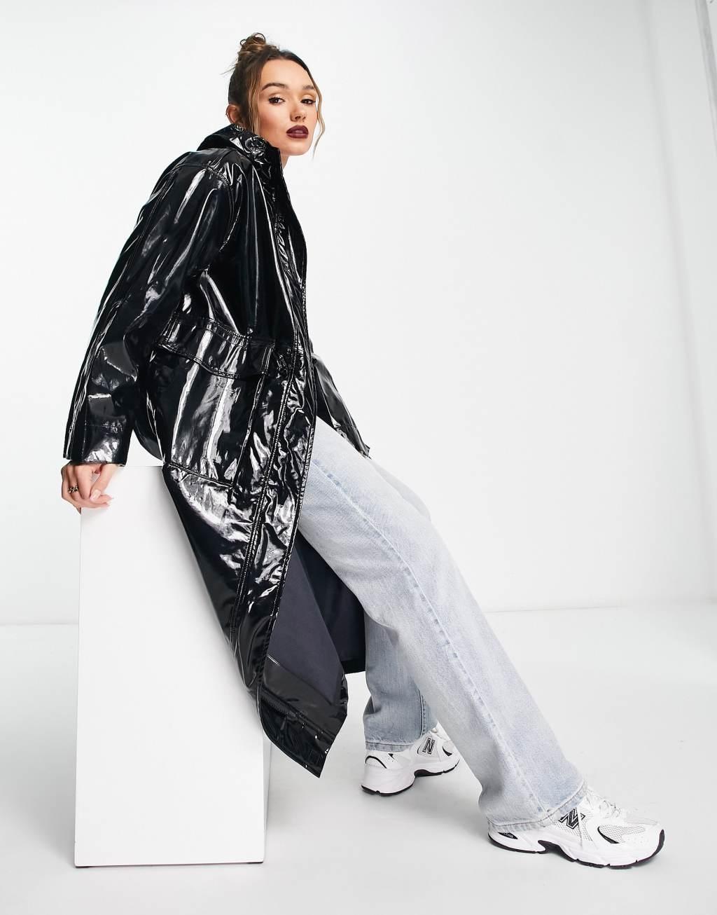 Mango vinyl parka jacket Product Image