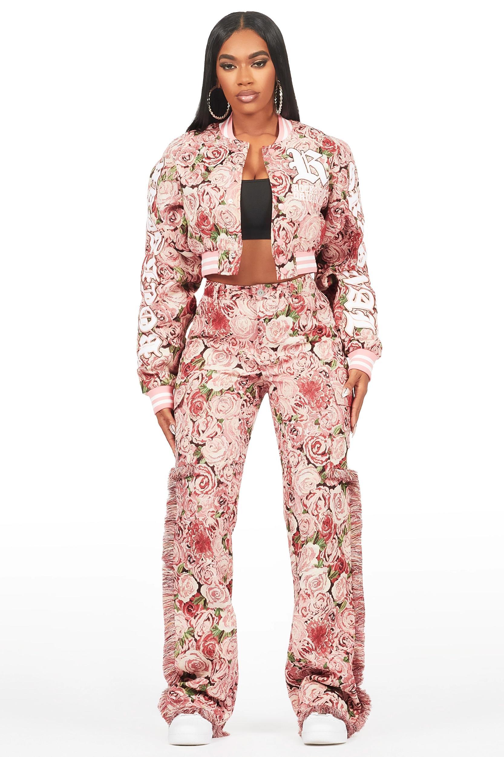 Darresha Pink Floral Tapestry Stacked Pant Female Product Image