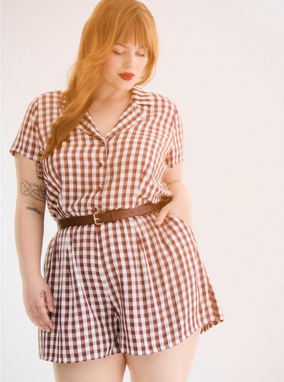 Retro Chic Collared Short Jumpsuit Product Image