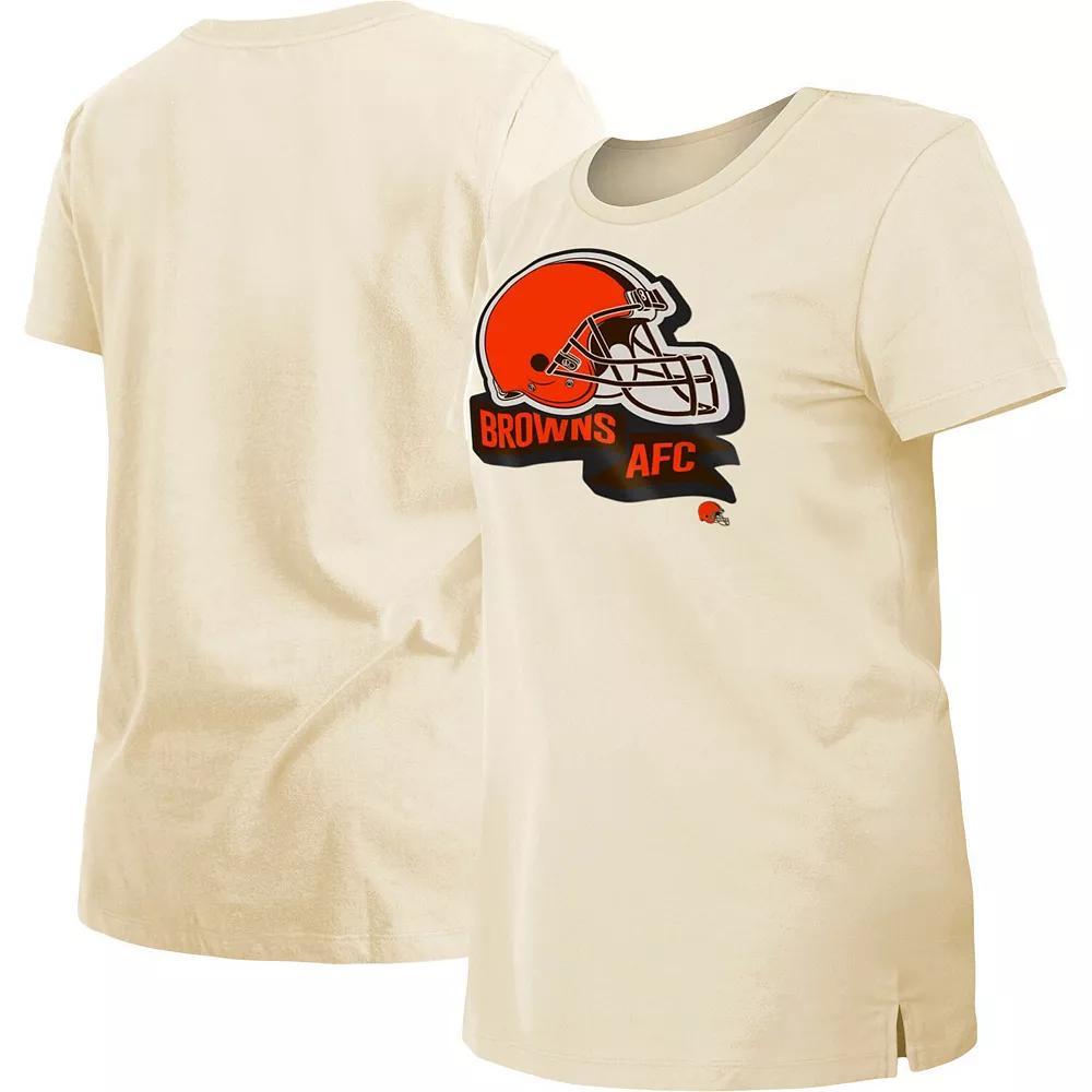 Women's New Era Cream Cleveland Browns Chrome Sideline T-Shirt, Size: Large, Beige Product Image
