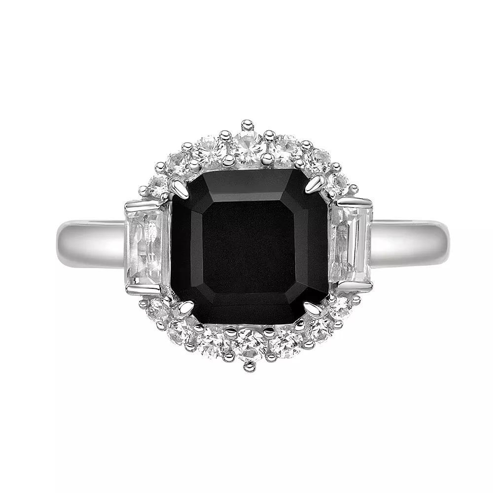 Gemminded Sterling Silver Onyx & Lab-Created White Sapphire Ring, Women's, Size: 9 Product Image