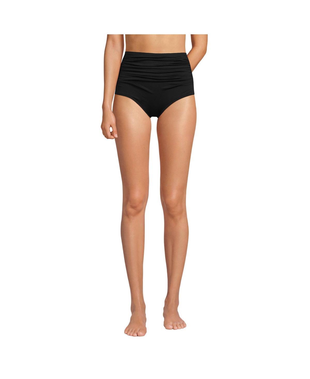 Plus Size Lands' End Chlorine Resistant Tummy Control Bikini Bottoms, Women's, Size: 26 W, Black Product Image