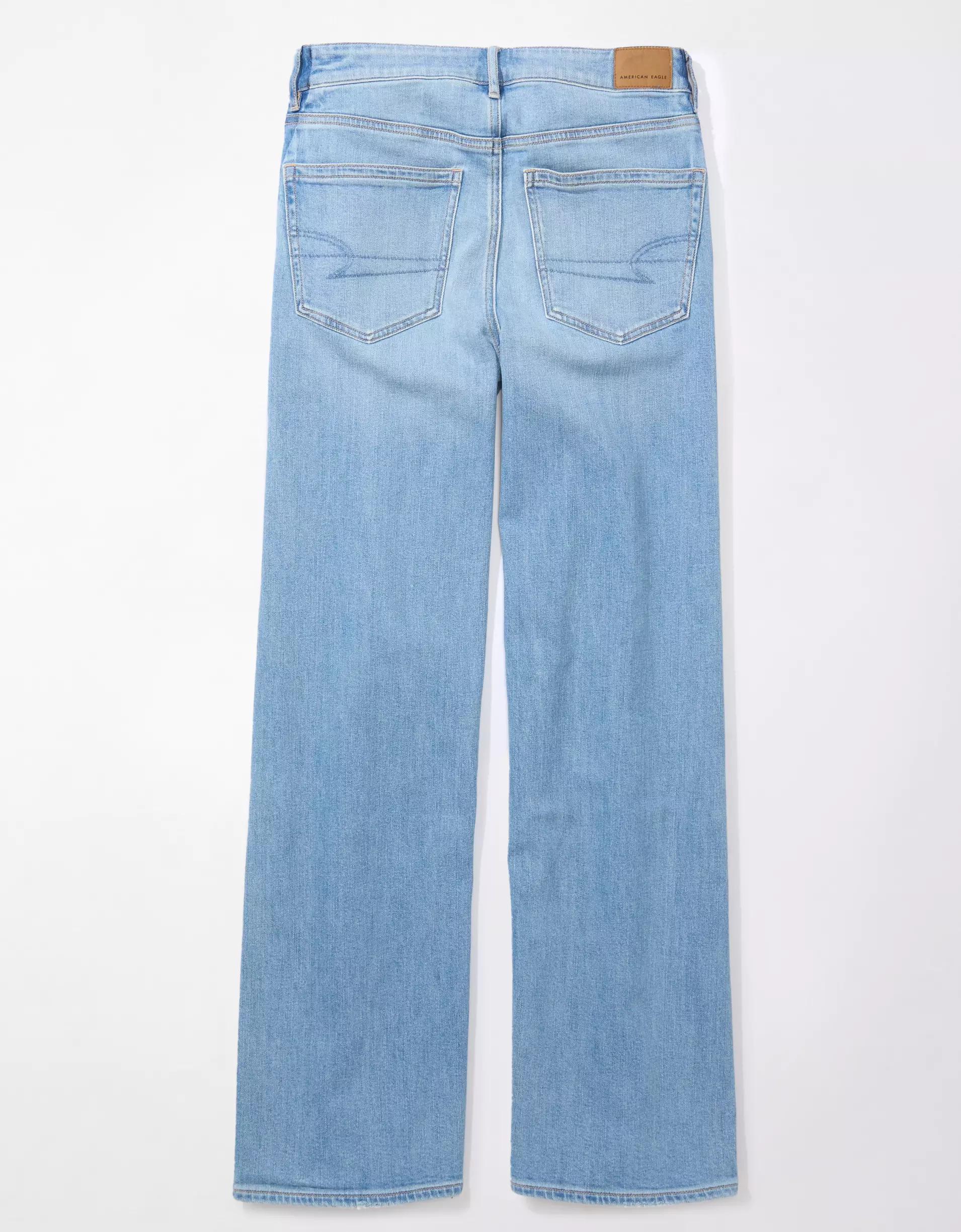 AE Dreamy Drape Stretch Side Stripe Super High-Waisted Baggy Wide-Leg Jean Product Image