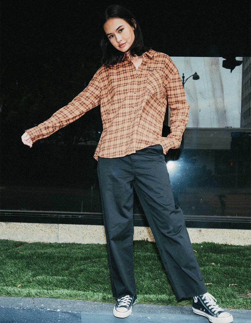 VOLCOM Plaid To Meet U Womens Flannel - BROWN COMBO Product Image