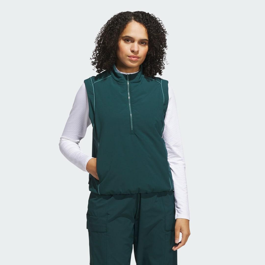 adidas Beyond Twistweave Loose Quarter-Zip Vest White L Womens Product Image