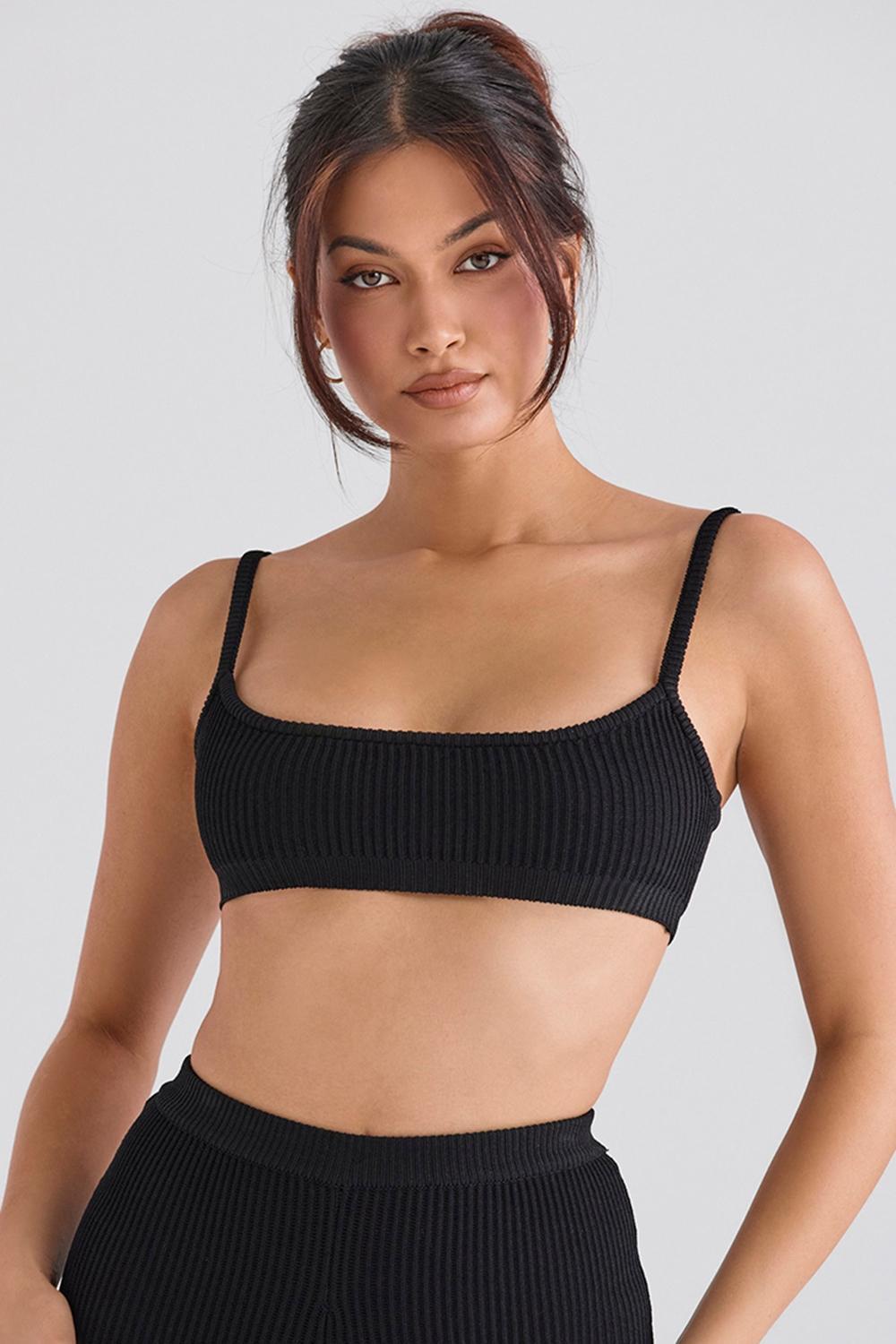 Mischa Black Ribbed Knit Bralette Product Image