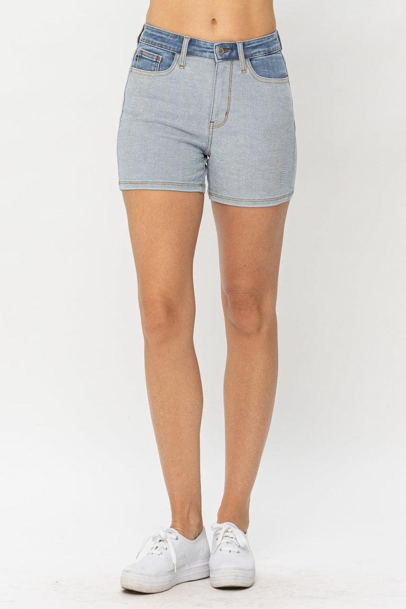 Judy Blue Color Block Denim Shorts Product Image