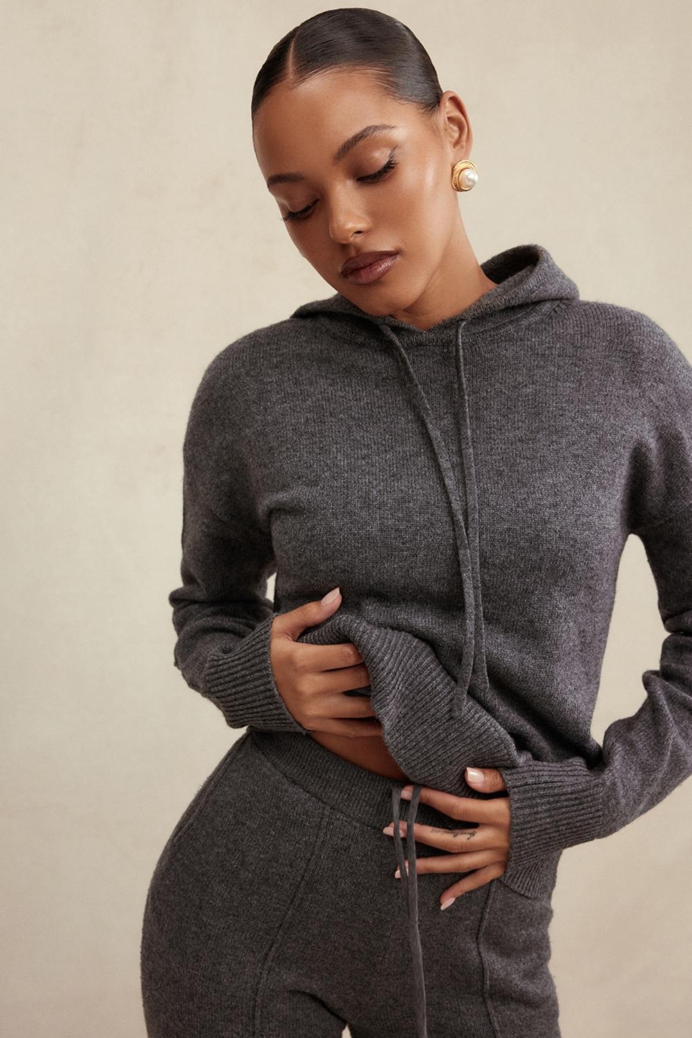 Jionni Charcoal Cashmere Blend Hoodie Product Image