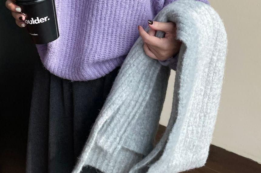V-Neck Plain Sweater Product Image