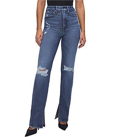 Good American Good Boy Ripped High Waist Boyfriend Jeans in Indigo540 at Nordstrom Product Image