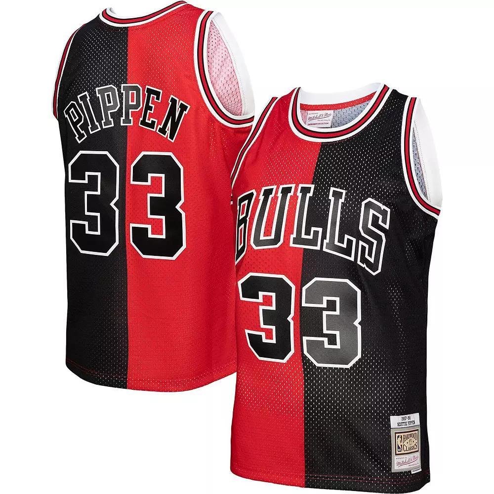 Men's Mitchell & Ness Scottie Pippen Red/Black Chicago Bulls Hardwood Classics 1997-98 Split Swingman Jersey, Size: XL Product Image