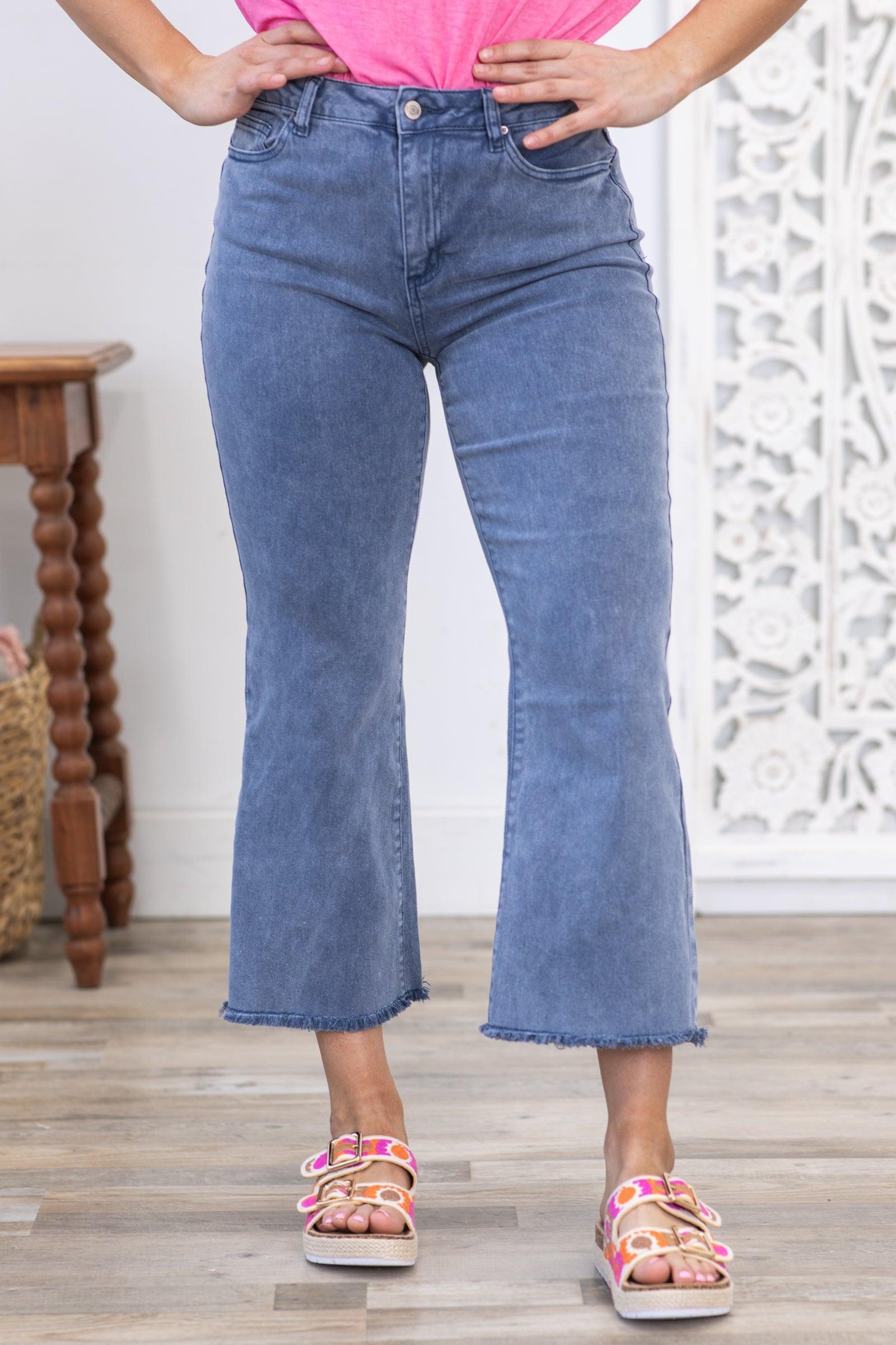 Navy Washed Kick Flare Jeans Product Image