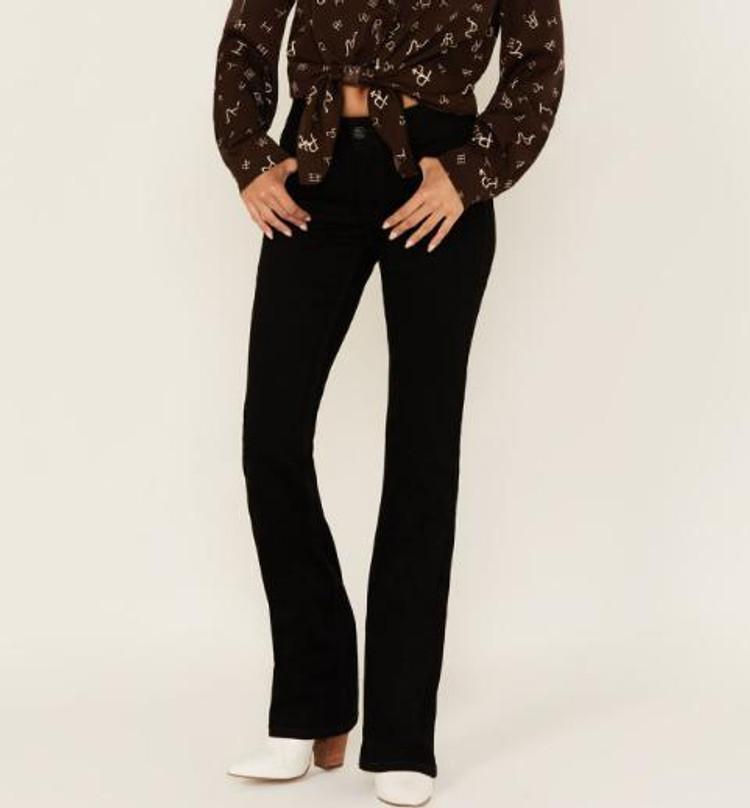 SALE Rock & Roll Denim® Ladies' Black MR Boot Cut Stretch Jeans Product Image