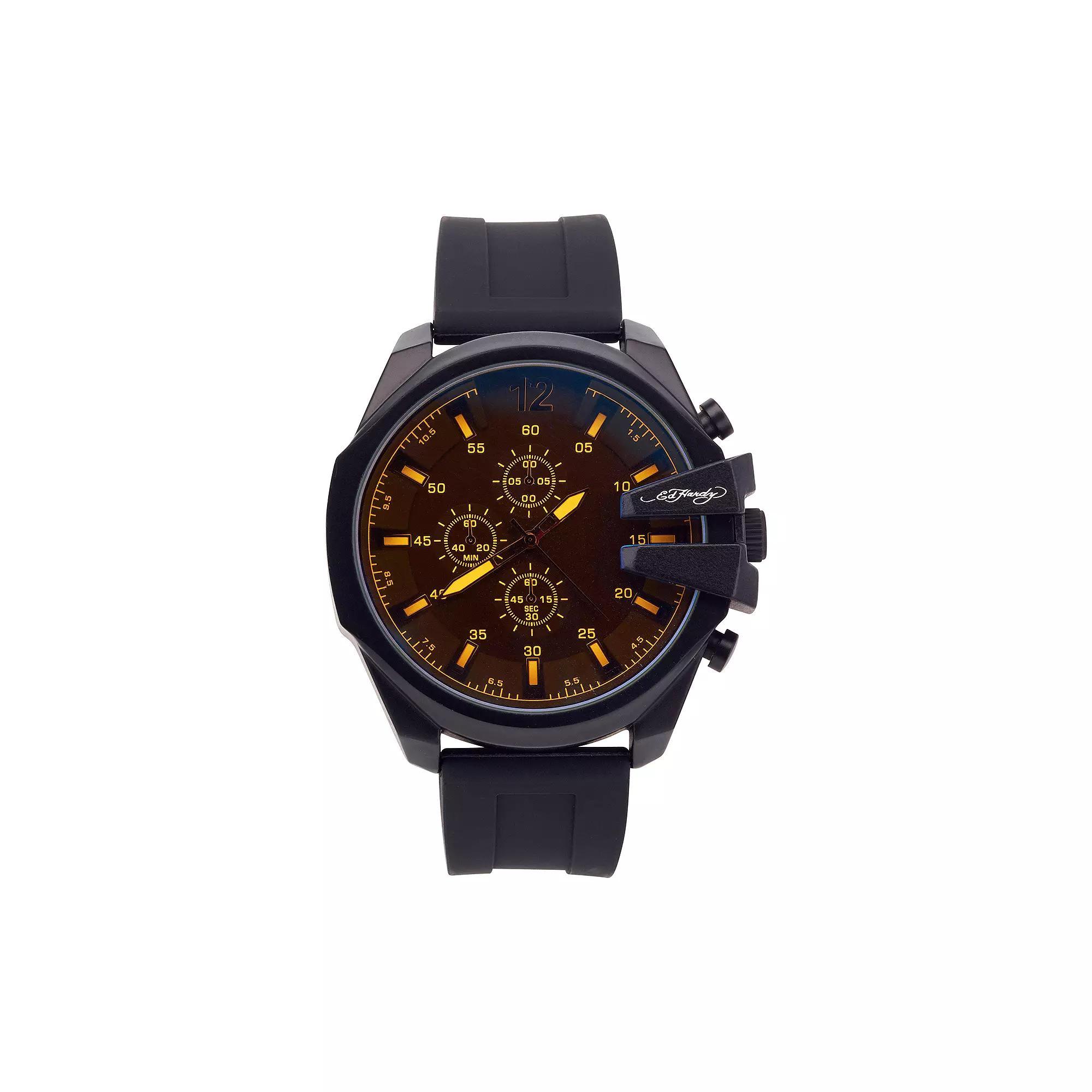 Ed Hardy Mens Matte Black Silicone Strap Watch Product Image