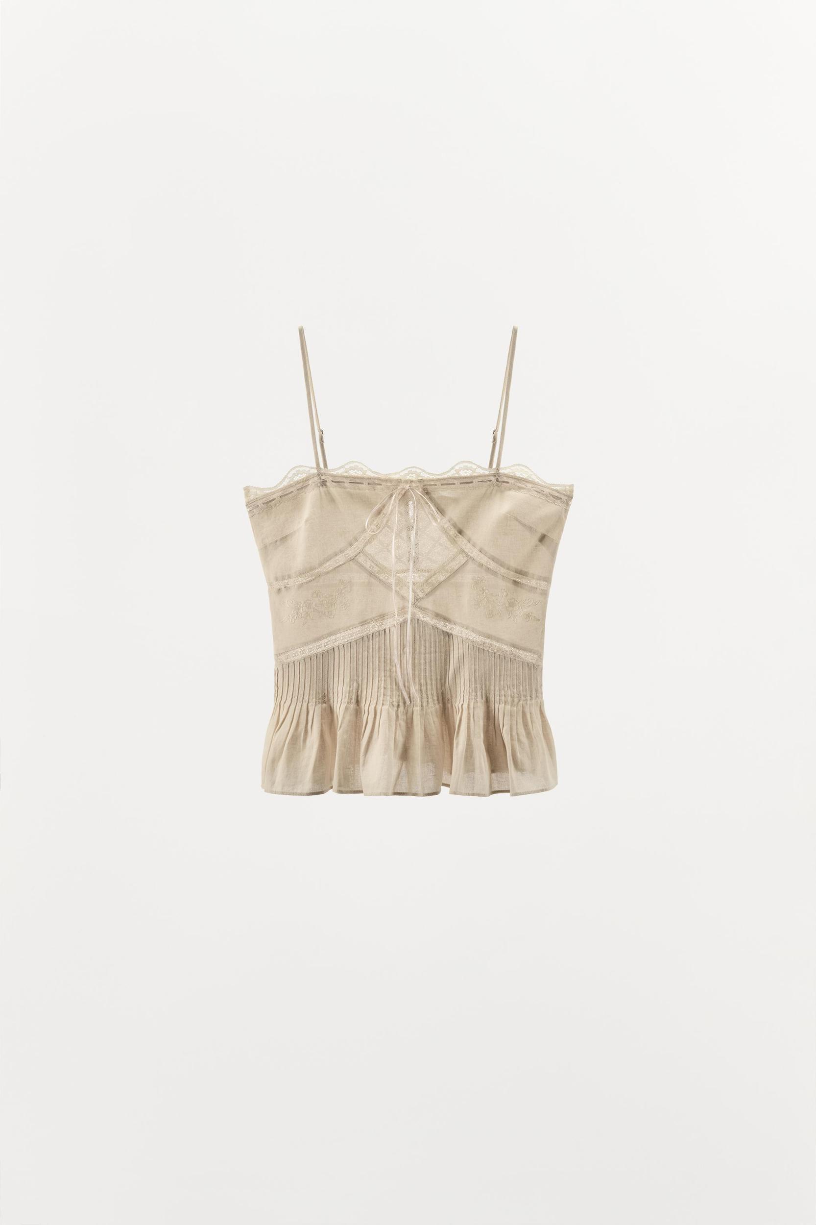 EMBROIDERED TIE BLOUSE Product Image