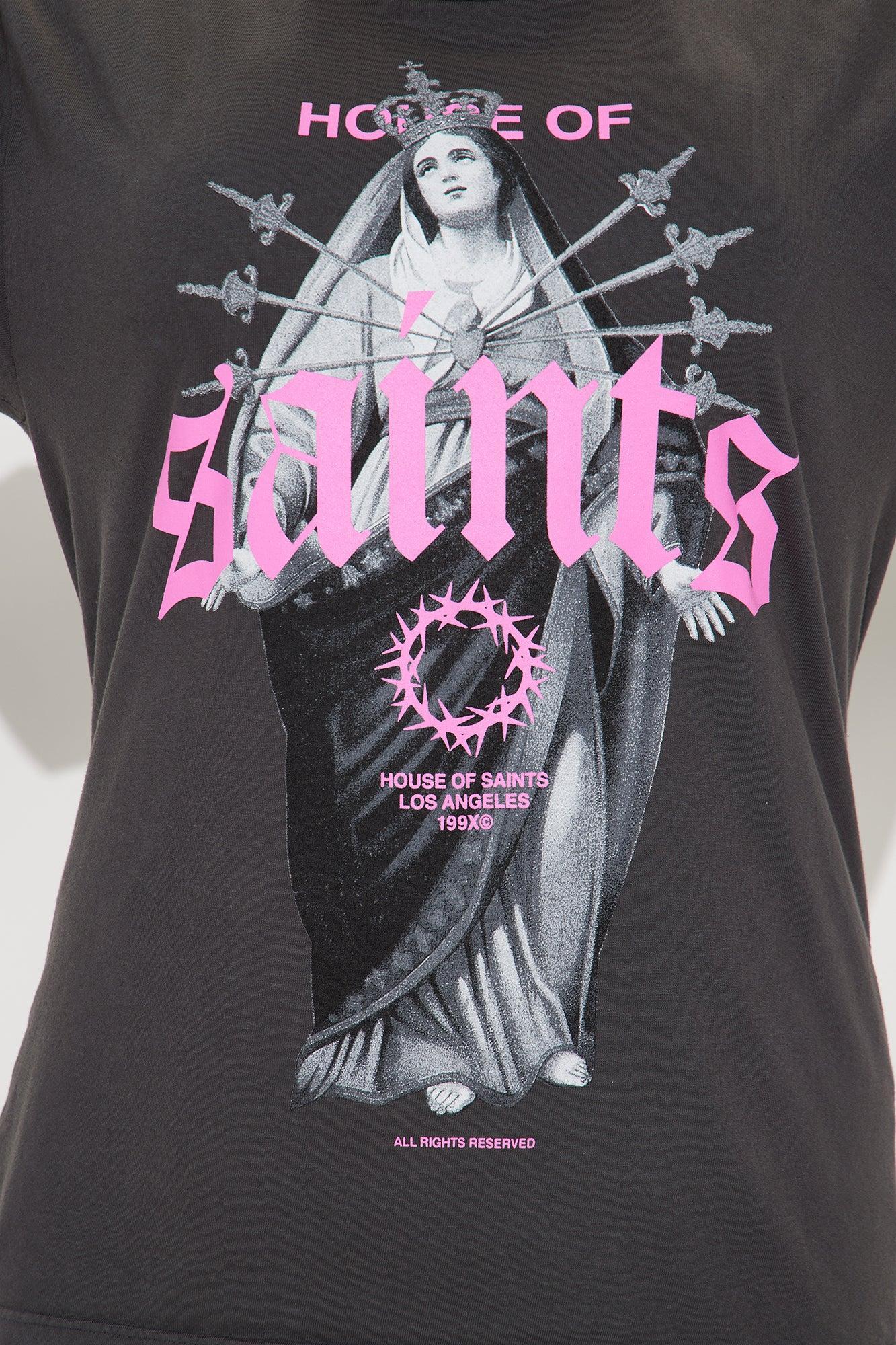 She's A Saint Washed Tee - Charcoal Product Image