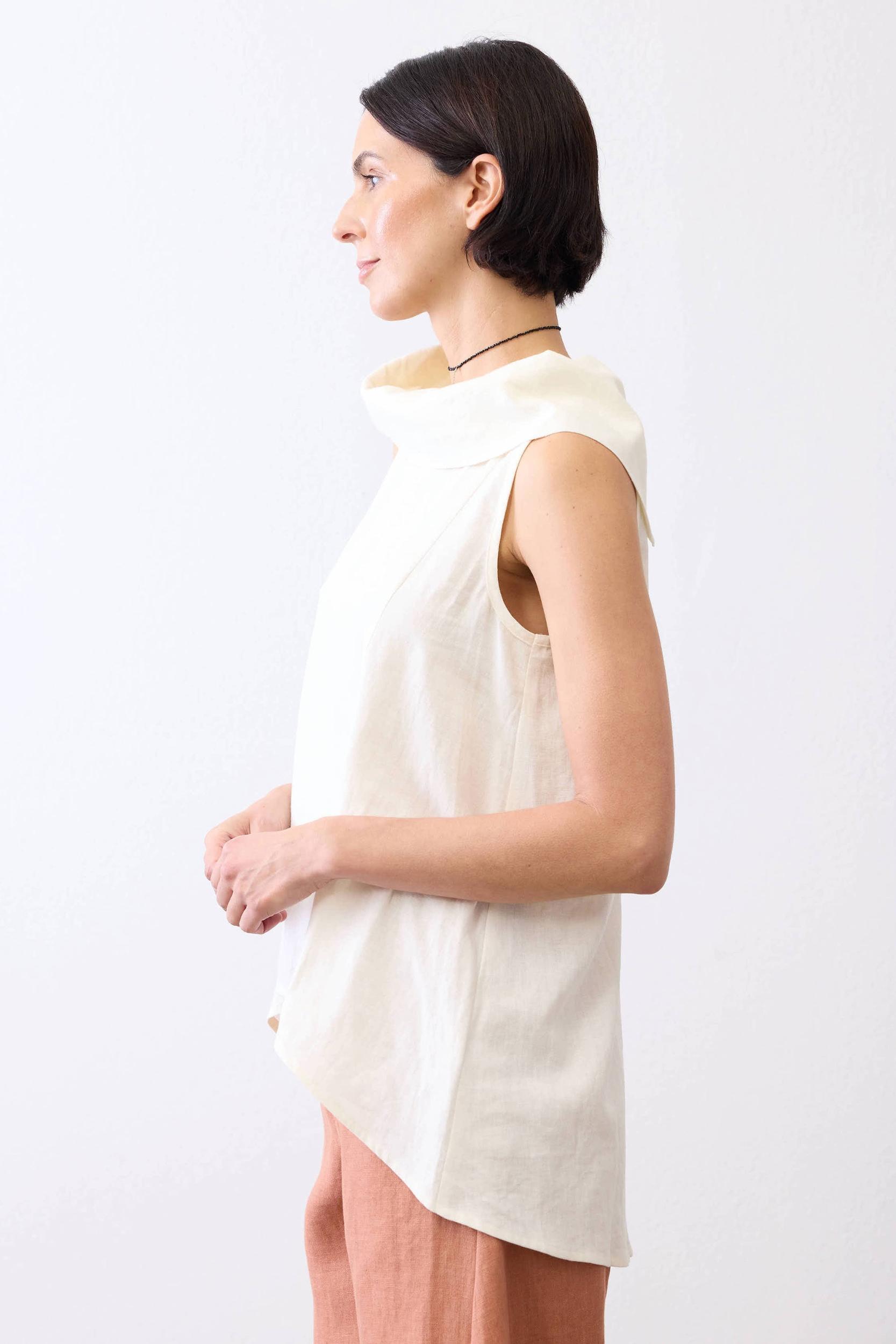Draped Neck Linen Tunic Product Image