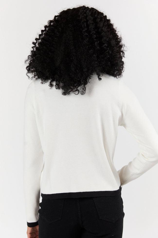Forever Changing Ivory and Black Contrast Trim Cardigan FINAL SALE Product Image