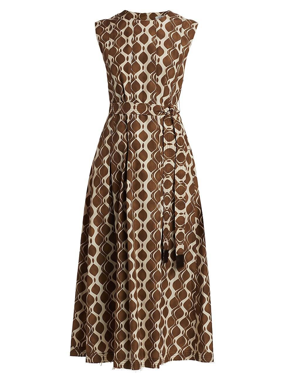 Womens Amati Abstract Cotton Tie-Waist Midi-Dress Product Image