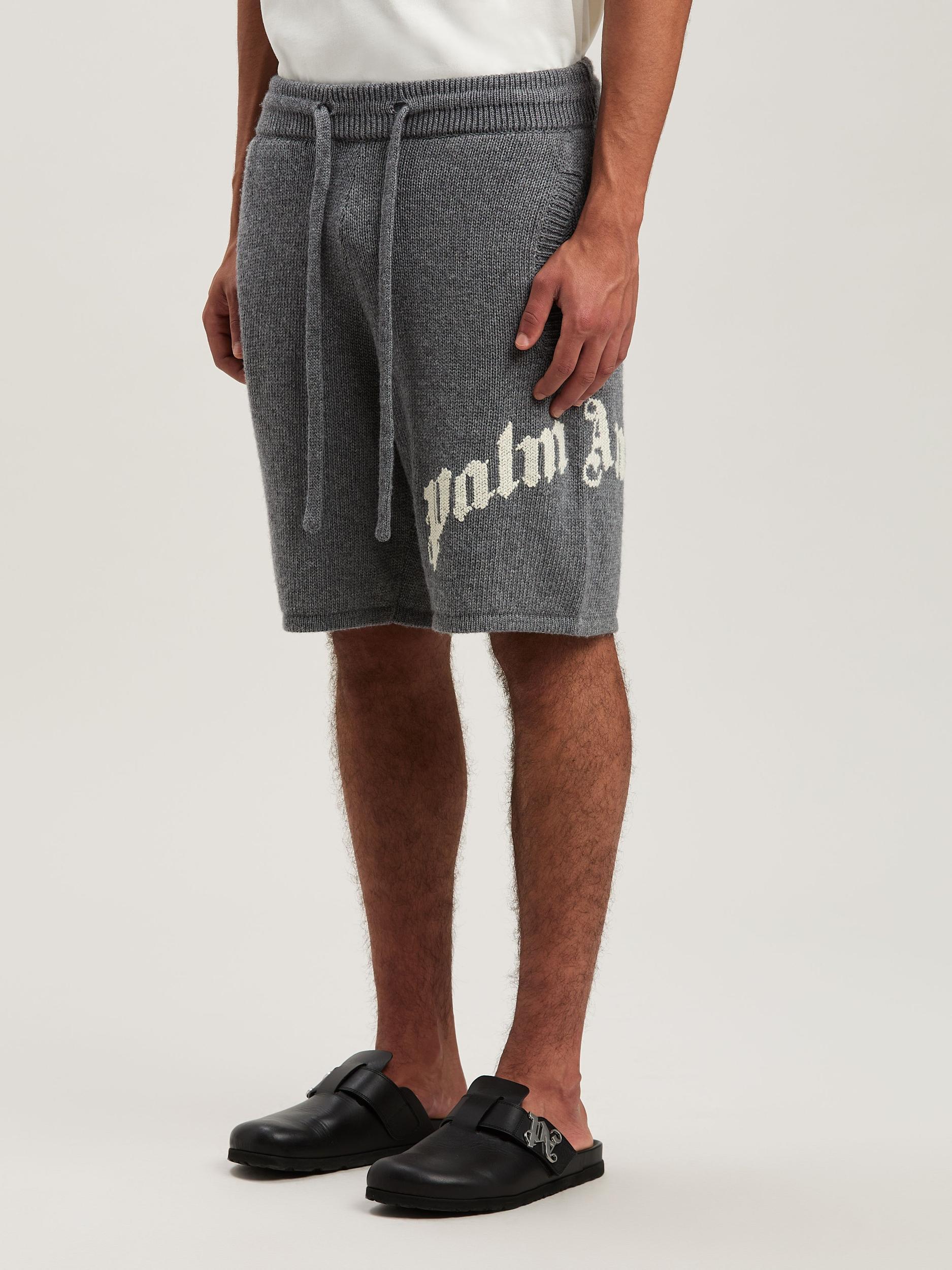 Curved logo embroidered knit shorts Product Image