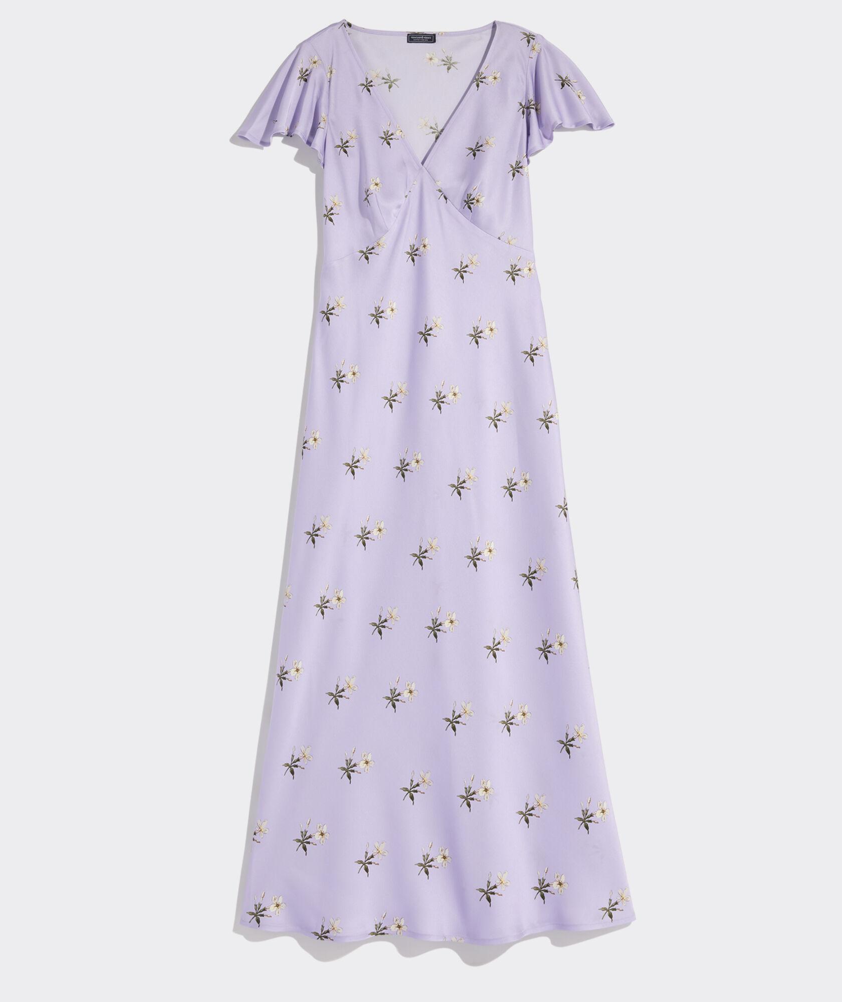 Satin Flutter-Sleeve Midi Slip Dress Product Image