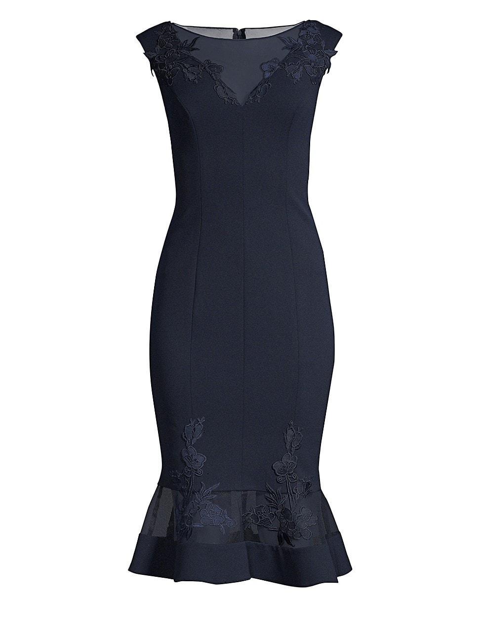 Aidan Mattox Scuba-Crepe Illusion Dress Product Image