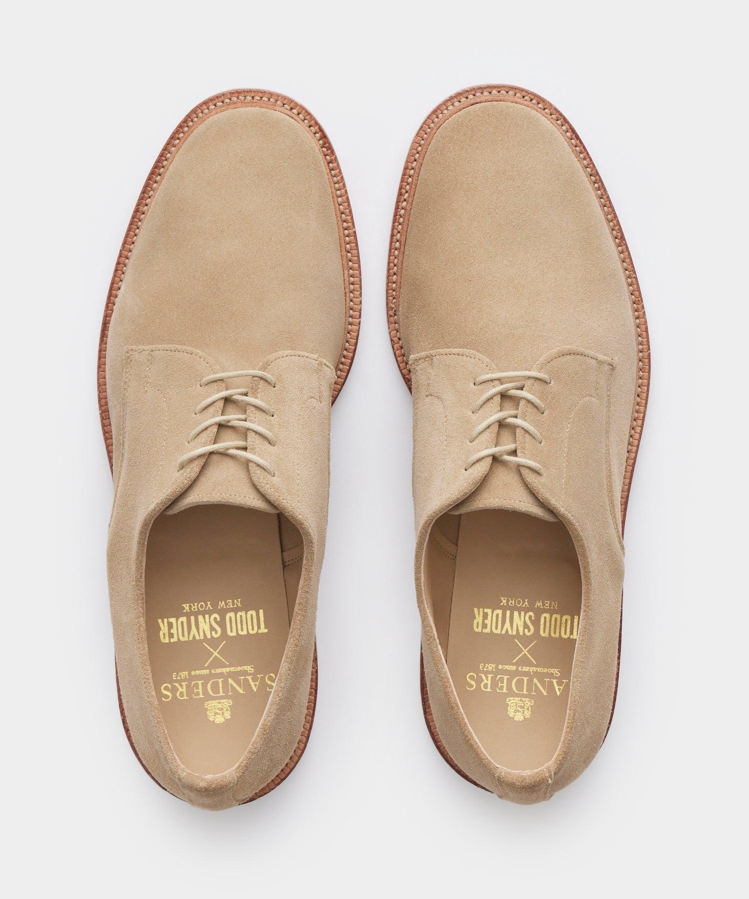 Todd Snyder x Sanders Archie Unconstructed Lace-up Derby in Milkshake Suede Product Image