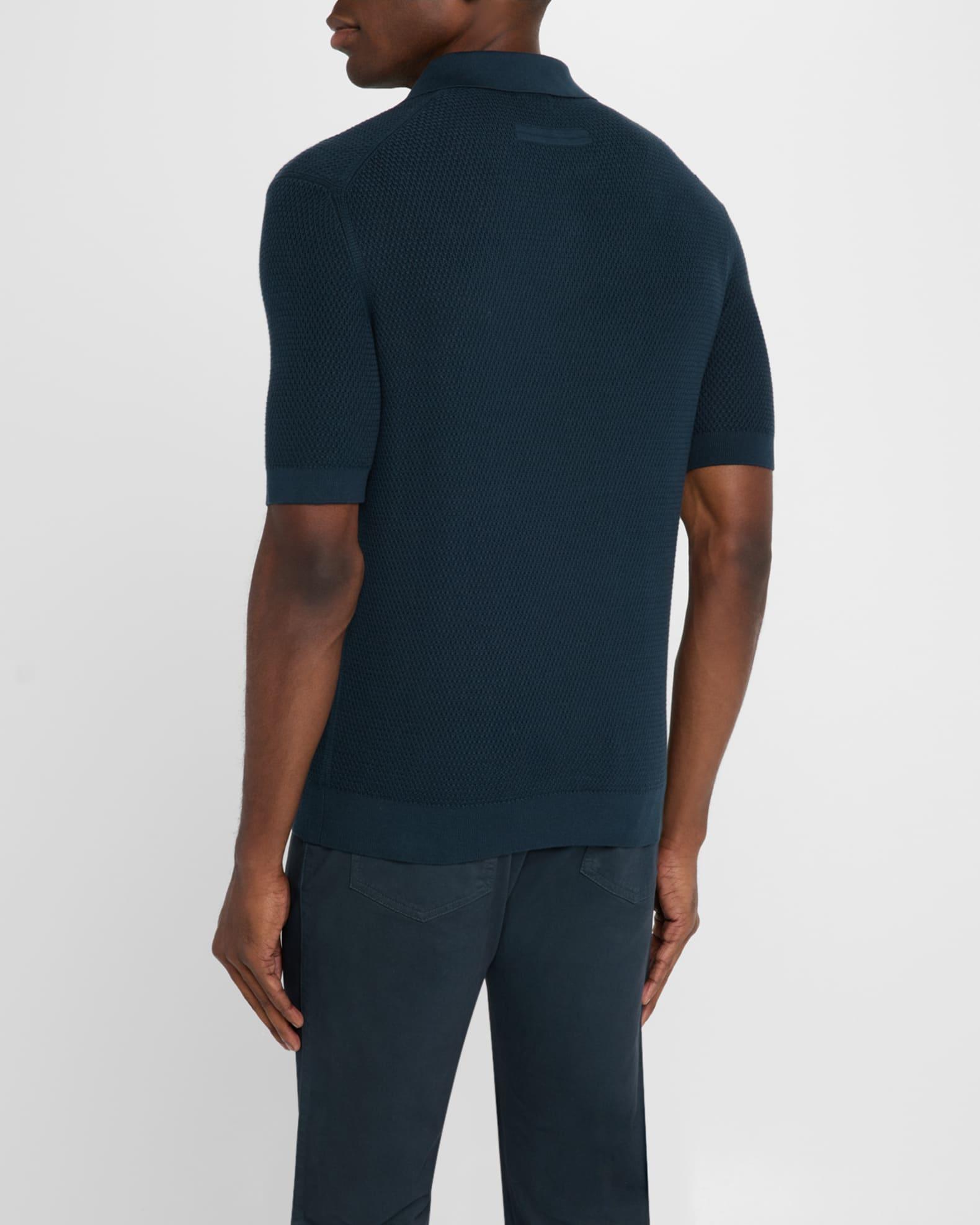 Mens Cotton Textured Johnny-Collar Polo Sweater Product Image